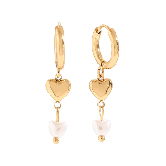Heart And Pearl Edelstahl Ohrringe