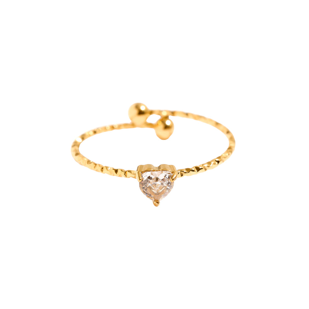 Simple Diamond Heart Edelstahl Ring