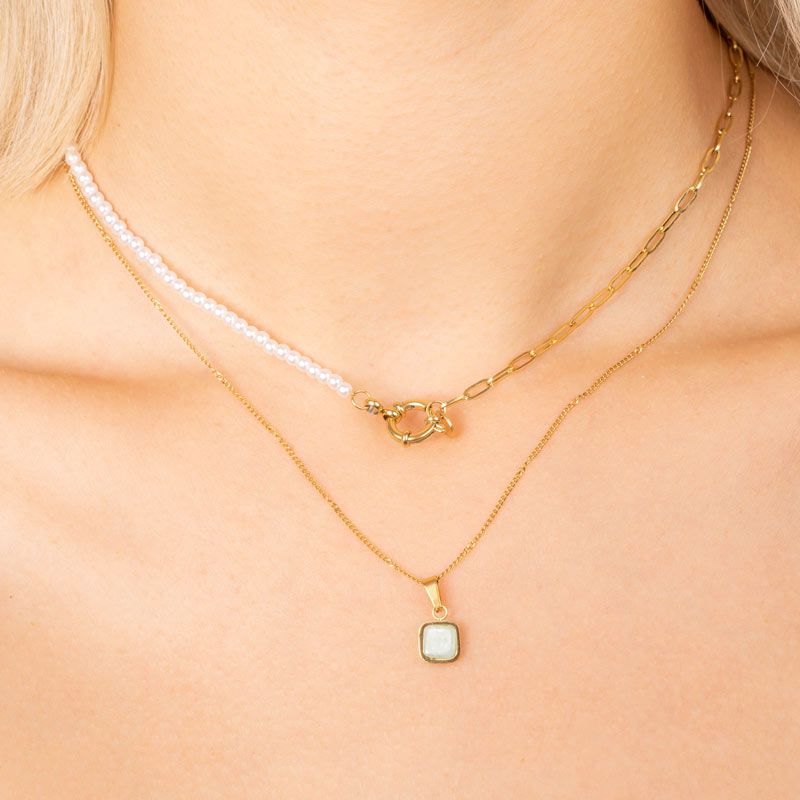 Artificial Pearls Edelstahl Kette
