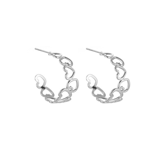 Hollow Heart Chain Edelstahl Ohrringe