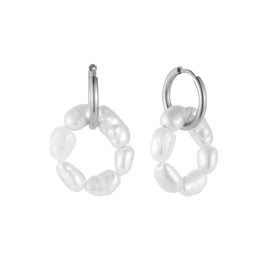 Pearl Loop Edelstahl Ohrringe