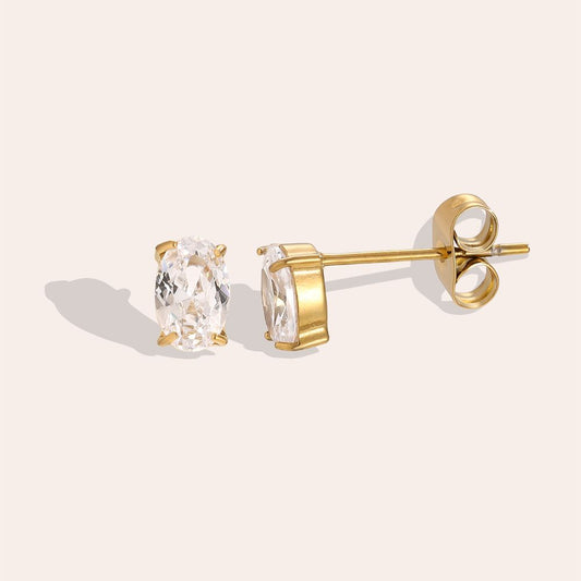 Oval Diamond Edelstahl Ohrringe