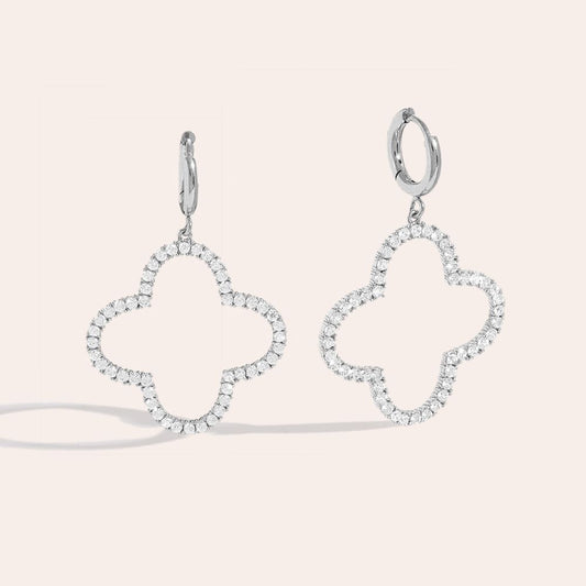 Sparkling Hollow Diamonds Clover Edelstahl Ohrringe