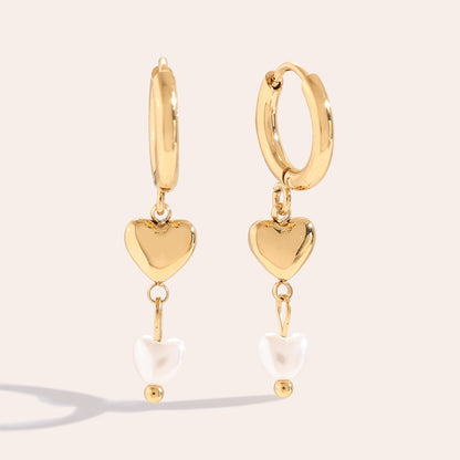 Heart And Pearl Edelstahl Ohrringe
