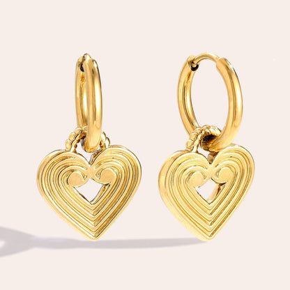 Striped Heart Edelstahl Ohrringe