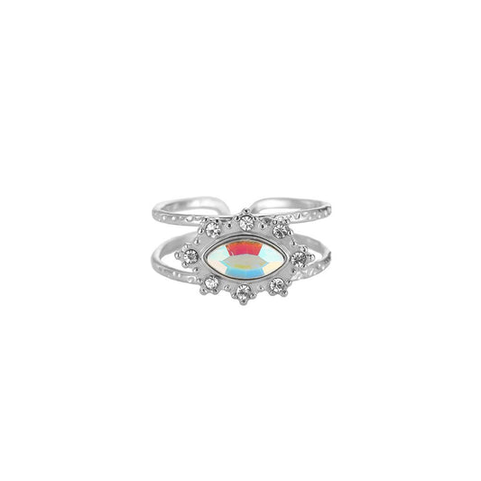 Big Oval Crystal Edelstahl Ring