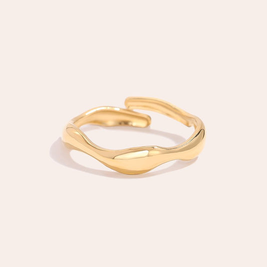 Gold Wave Edelstahl Ring