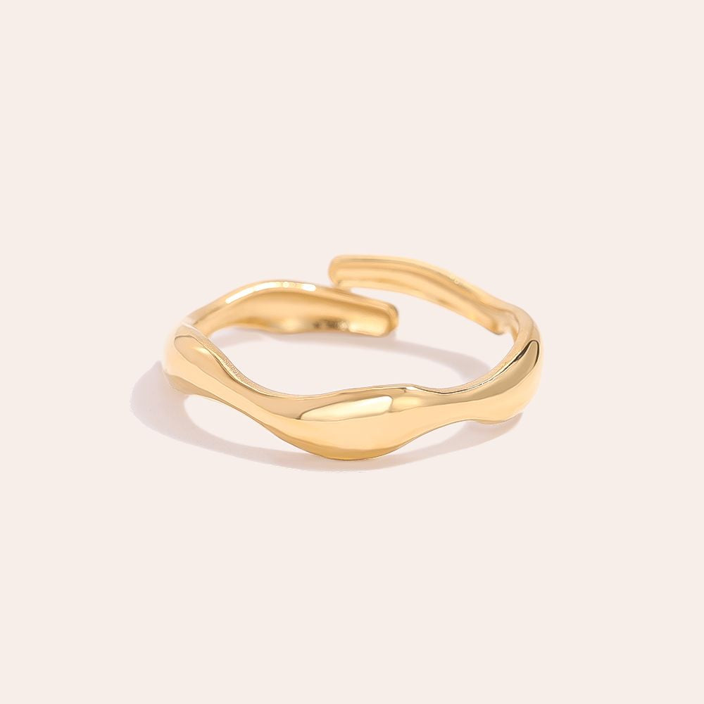 Gold Wave Edelstahl Ring