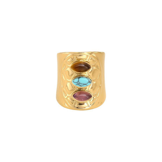 Vintage Natural Stone Edelstahl Ring
