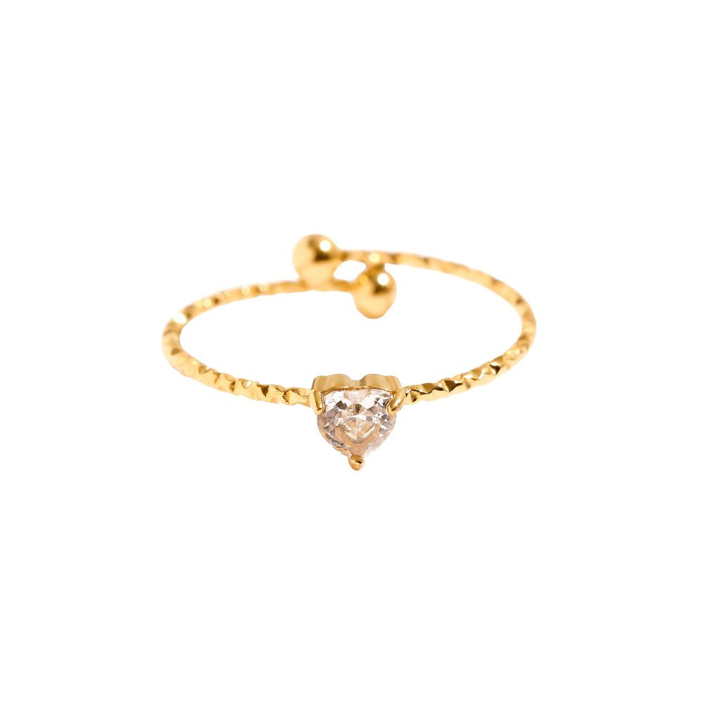 Simple Diamond Heart Edelstahl Ring