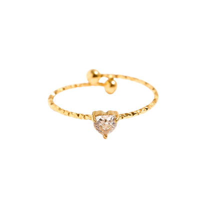 Simple Diamond Heart Edelstahl Ring