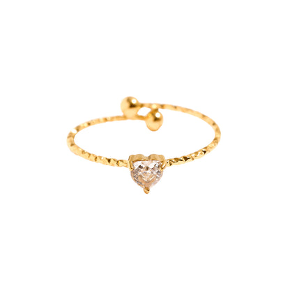 Simple Diamond Heart Edelstahl Ring