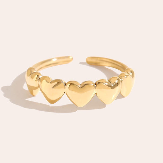 Five Hearts Edelstahl Ring