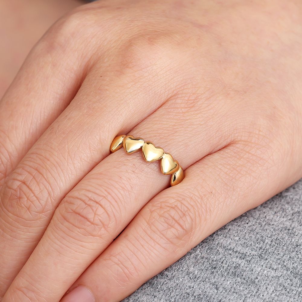 Five Hearts Edelstahl Ring